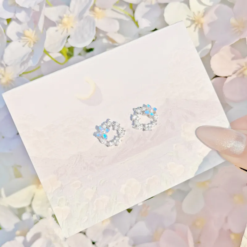 LUCKY ZHY S925 Silver Stud Earrings Women's-5