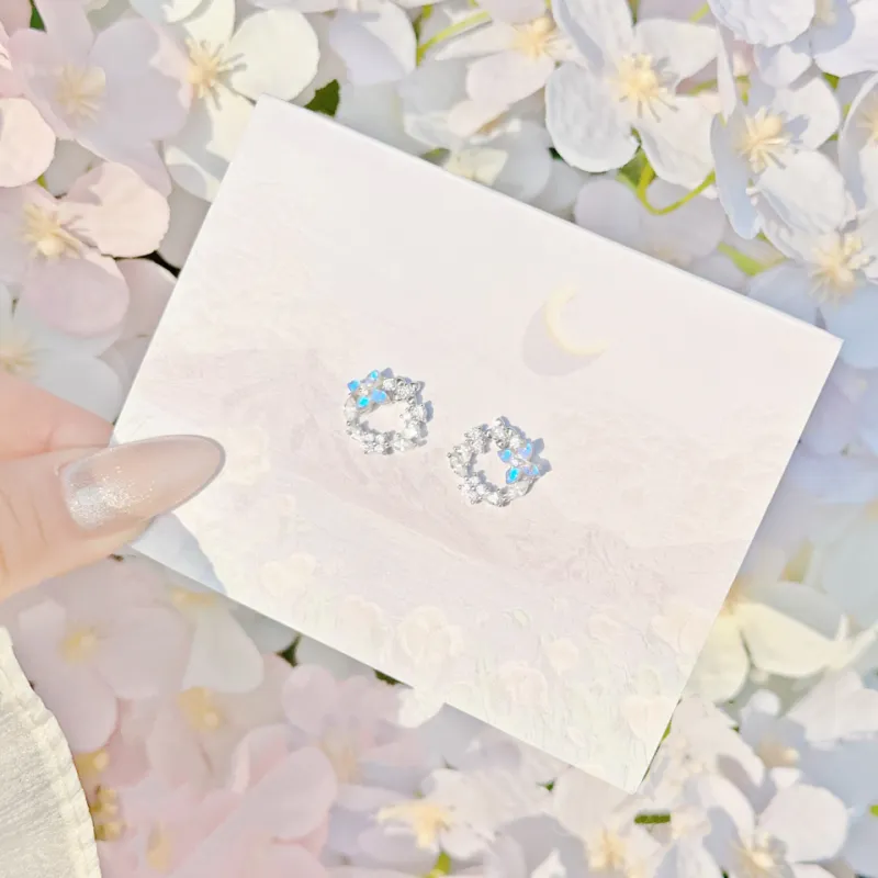 LUCKY ZHY S925 Silver Stud Earrings Women's-4