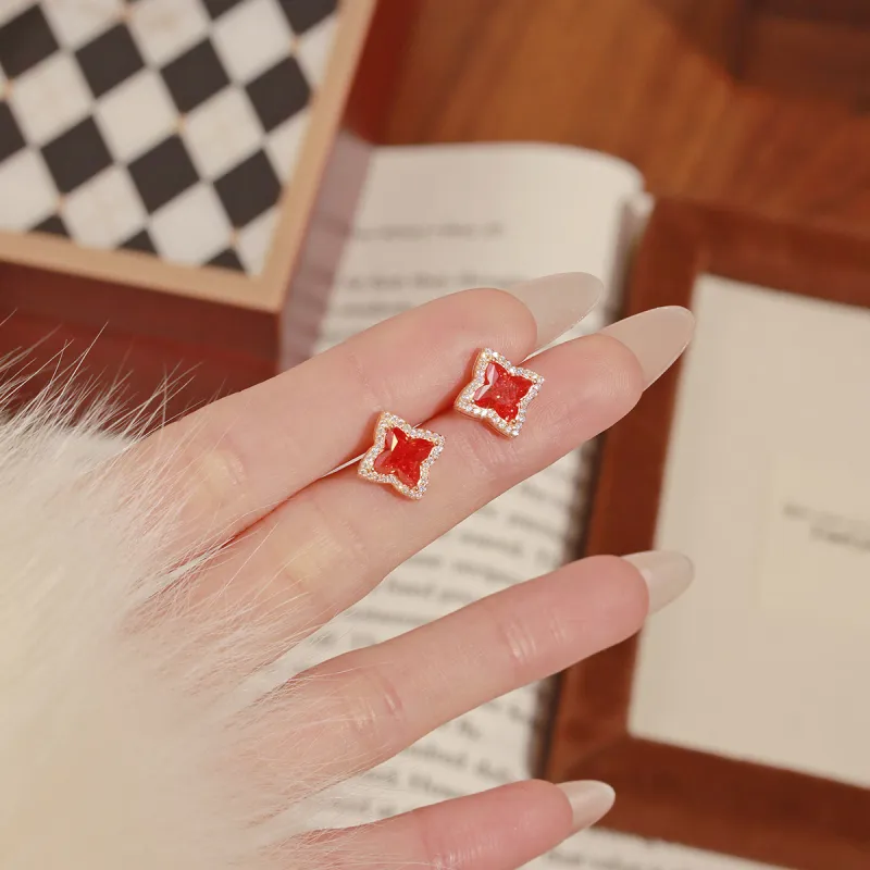 LUCKY ZHY S925 Silver Stud Earrings Women's-6