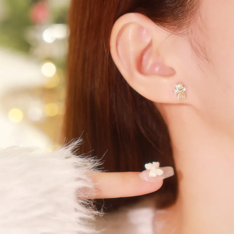LUCKY ZHY S925 Silver Stud Earrings Women's-4