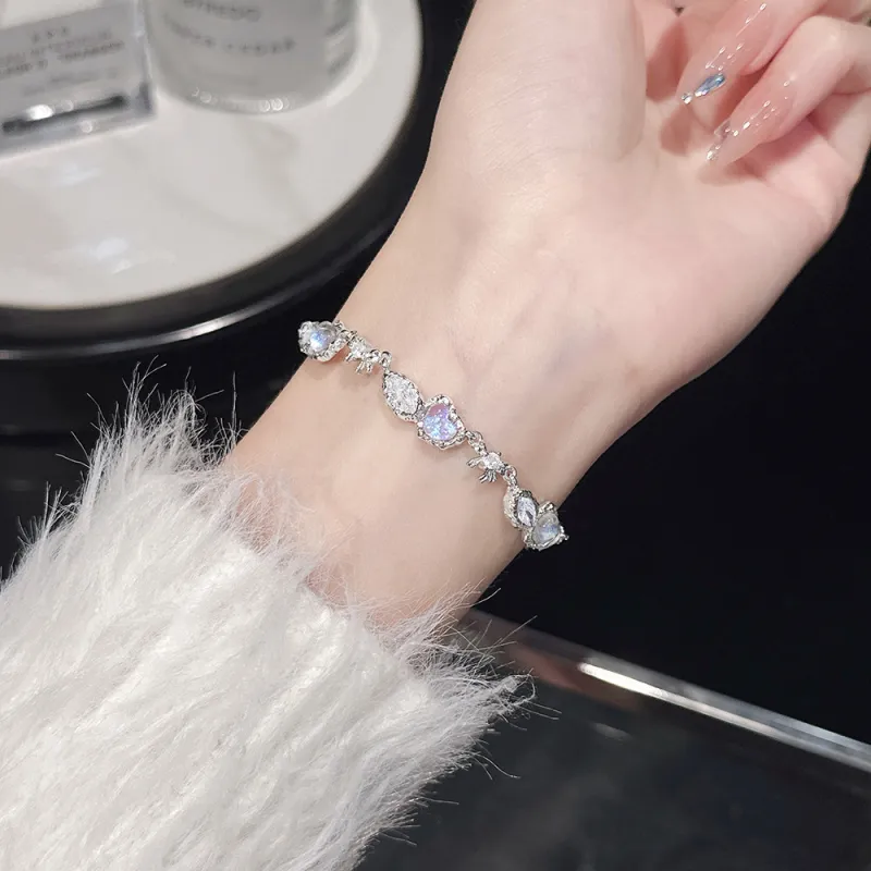 LUCKY ZHY White Gold Plated Copper Bracelets Women's-2
