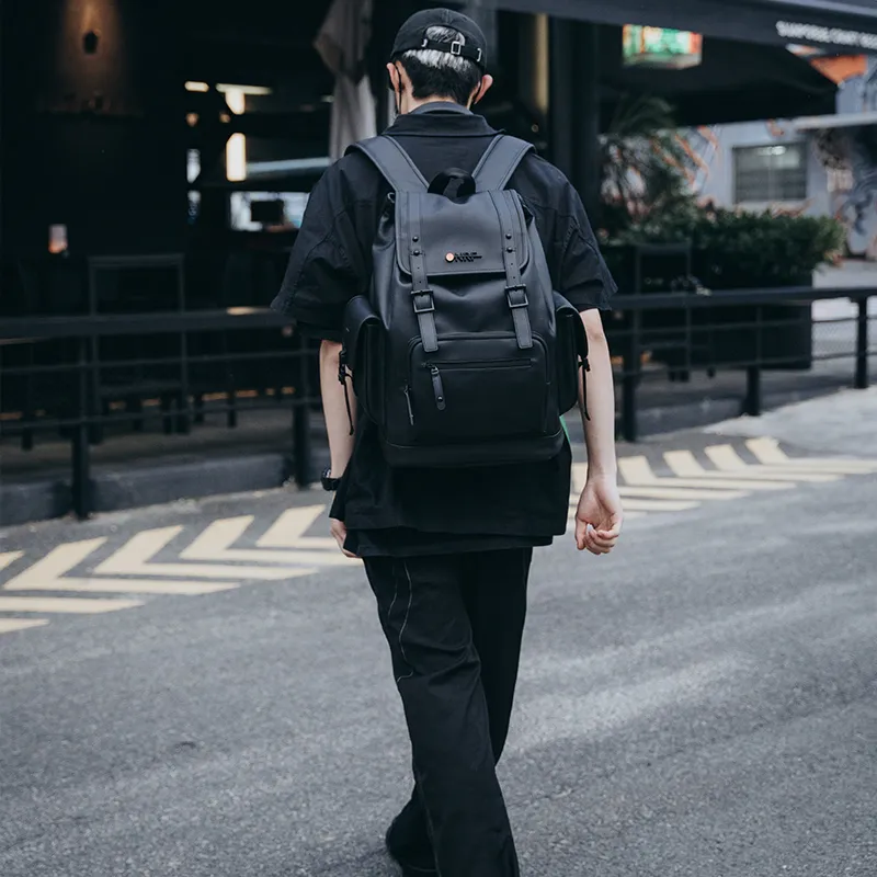 ONRF PVC Backpacks Laptop Bags Backpack Large Size Unisex Cool Black-6