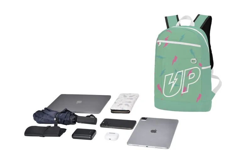TURN UP Polyester Backpack Unisex Green-4