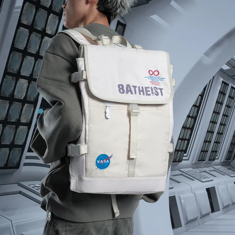 8atheist NASA Collaboration Polyester Backpack Unisex Ecru Color Blocking-14