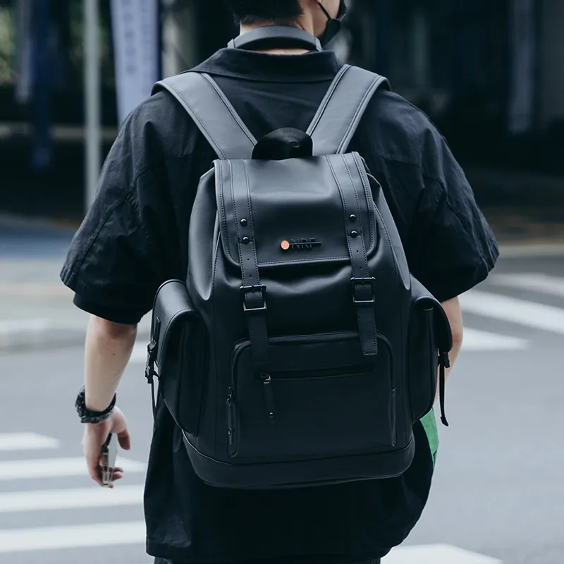 ONRF PVC Backpacks Laptop Bags Backpack Large Size Unisex Cool Black-7