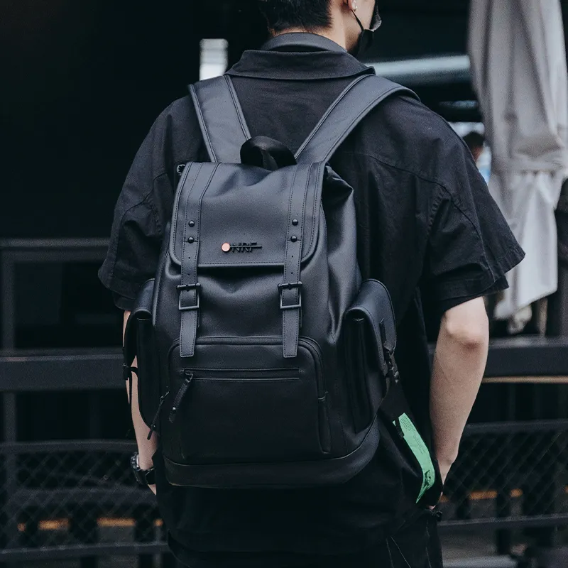 ONRF PVC Backpacks Laptop Bags Backpack Large Size Unisex Cool Black-5
