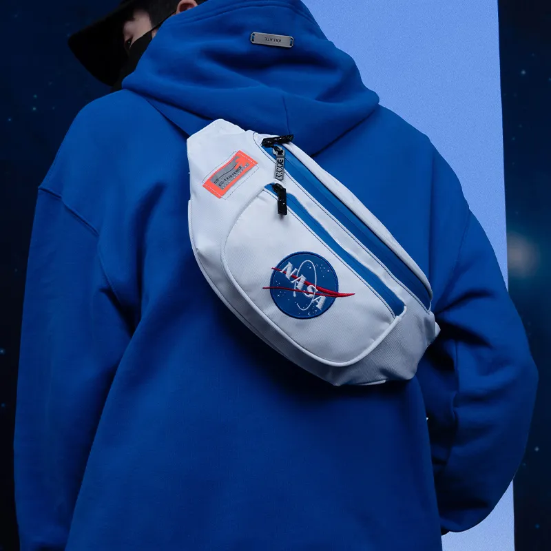 COEXISTENCE NASA Collaboration Polyester Fanny Pack, Crossbody Bag, Sling Bag Regular Unisex White-4