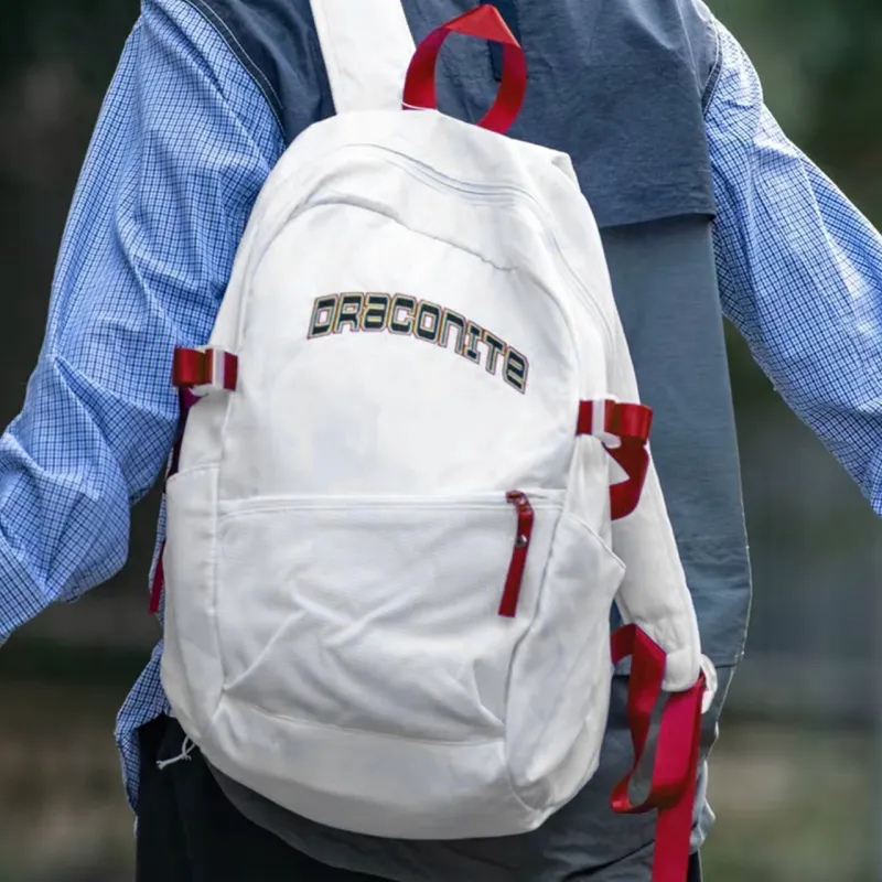 DRACONITE Polyester Student Backpack Regular Unisex White-3
