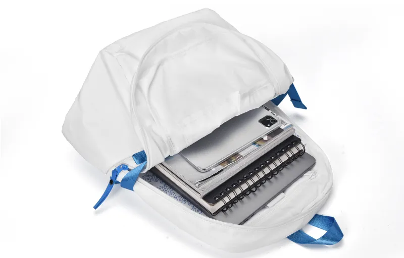 DRACONITE Polyester Students Backpack Laptop Bag Unisex White Blue-3