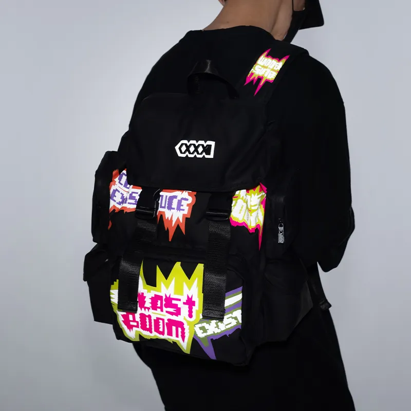 COEXISTENCE Polyester Backpack Basketball Bag Tubas Unisex Black/Multicolor-3