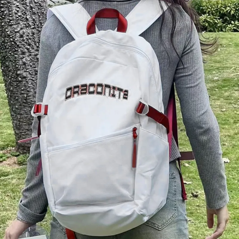 DRACONITE Polyester Student Backpack Regular Unisex White-4