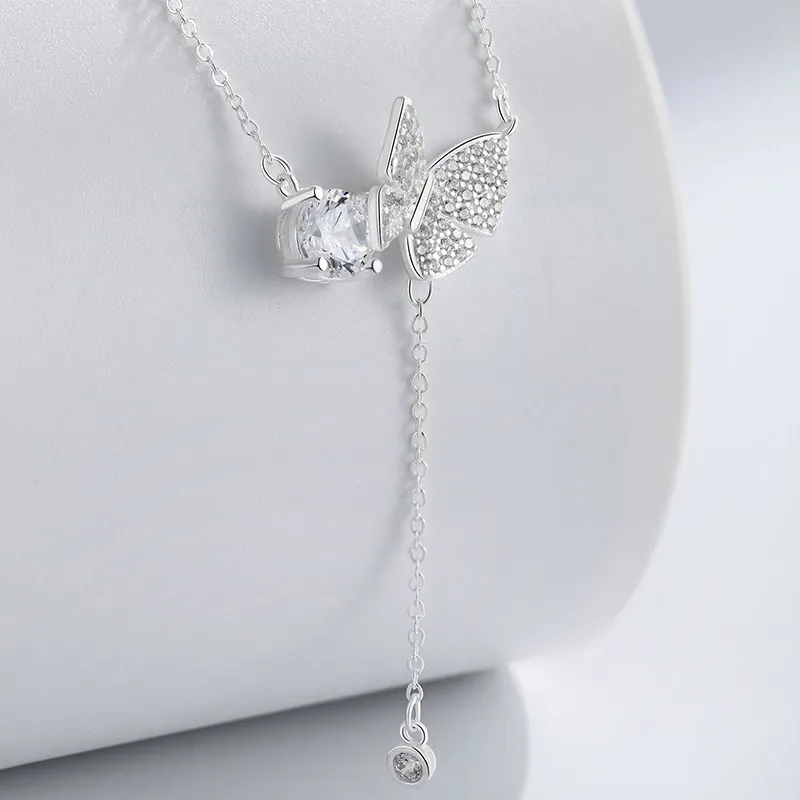 Koran 999 Silver Zircon Necklaces Women's-4
