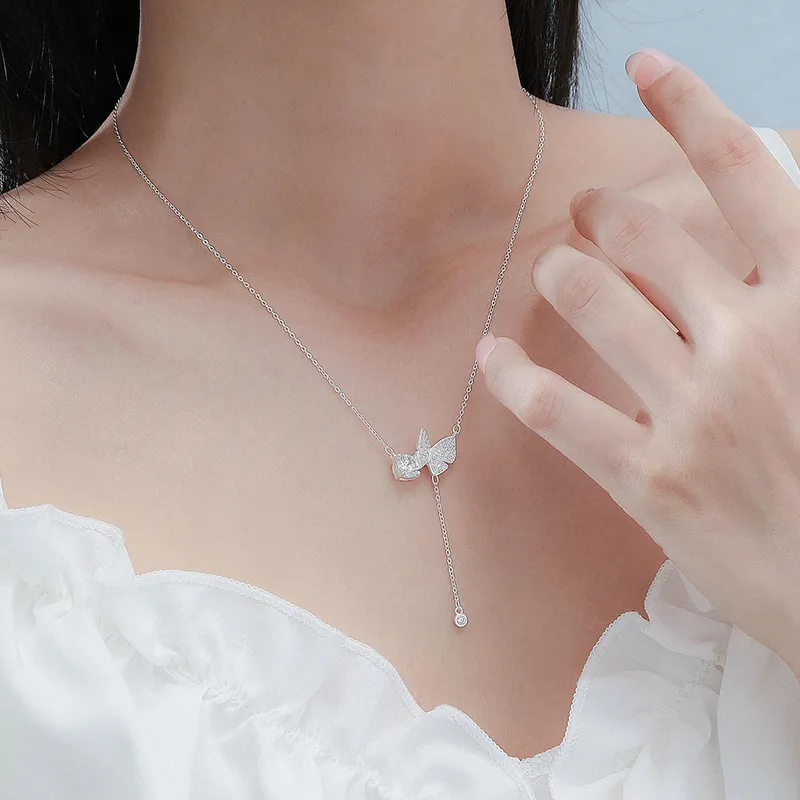 Koran 999 Silver Zircon Necklaces Women's-3