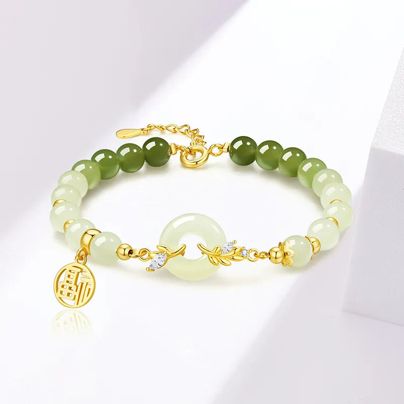 Yuanyanghuangjin Hetian Jade Bracelets White Jade Unisex-3