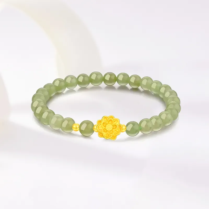 Yuanyanghuangjin Hetian Jade Bracelets Pale Greenish White Jade Unisex-3