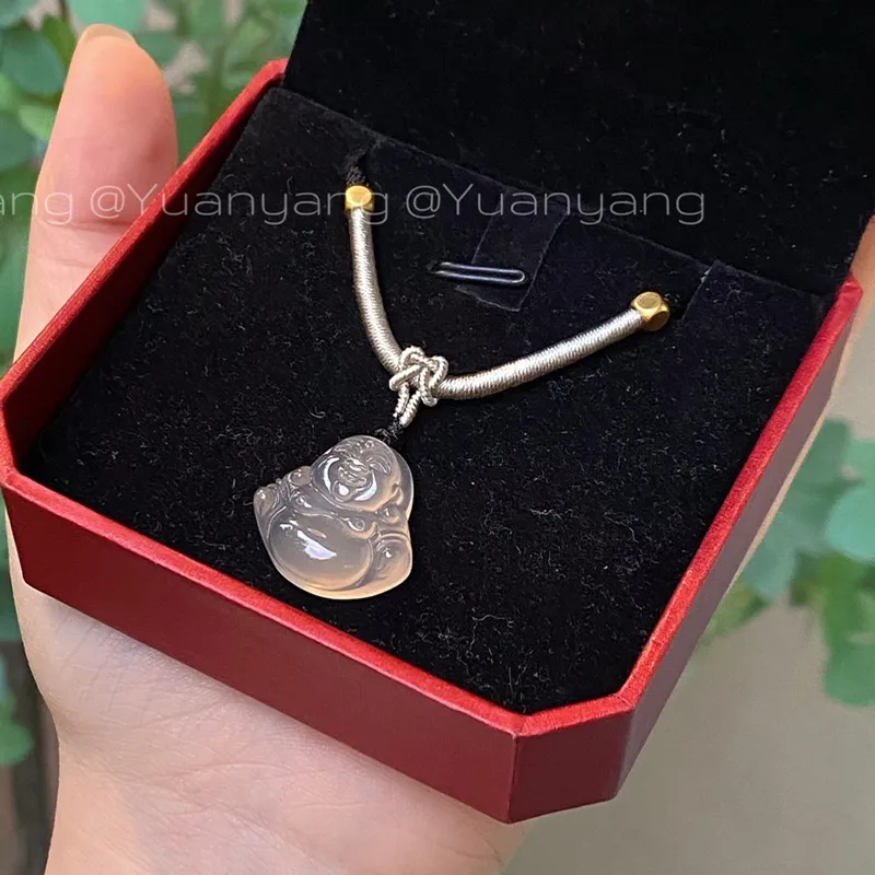 Yuanyanghuangjin Chalcedony Necklace, Adjustable Unisex-4