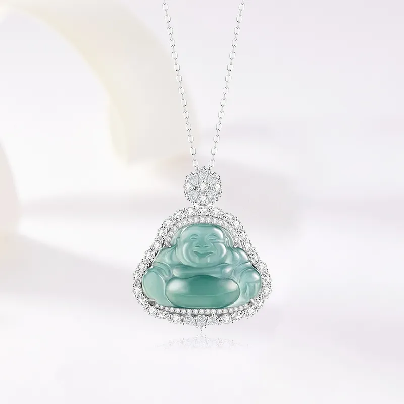 Yuanyanghuangjin Ice Glutinous Jadeite Necklaces Women's-3