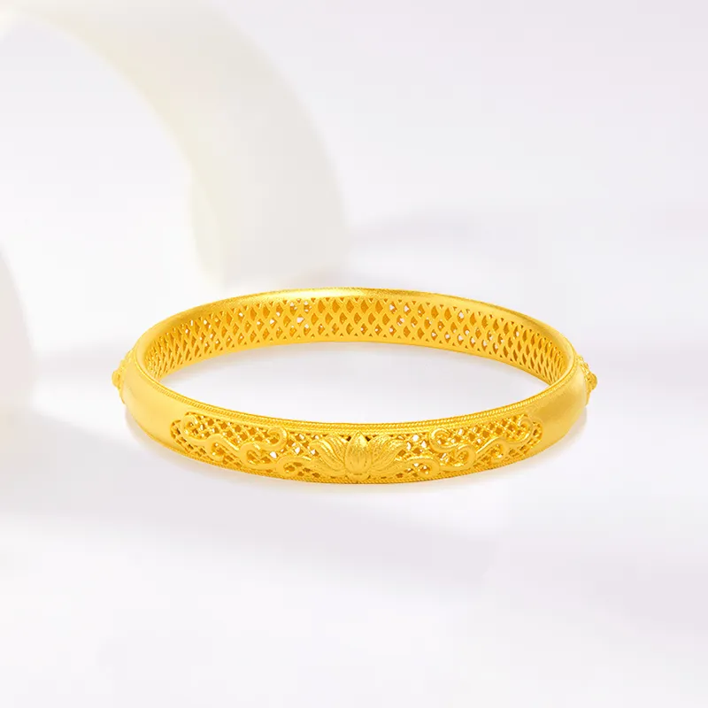Yuanyanghuangjin 999 Fine Silver Bangles Women's-3