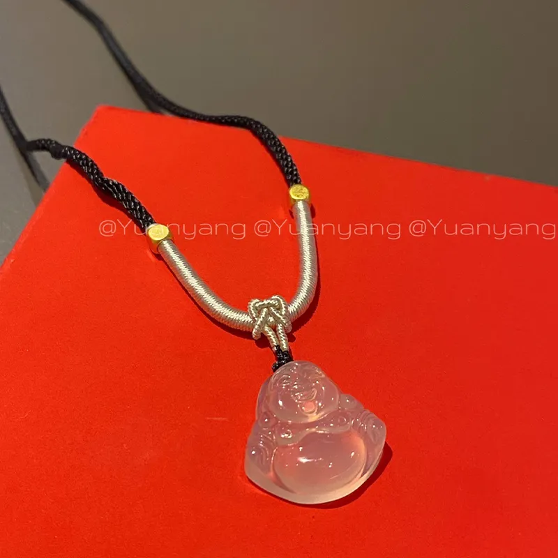 Yuanyanghuangjin Chalcedony Necklace, Adjustable Unisex-3