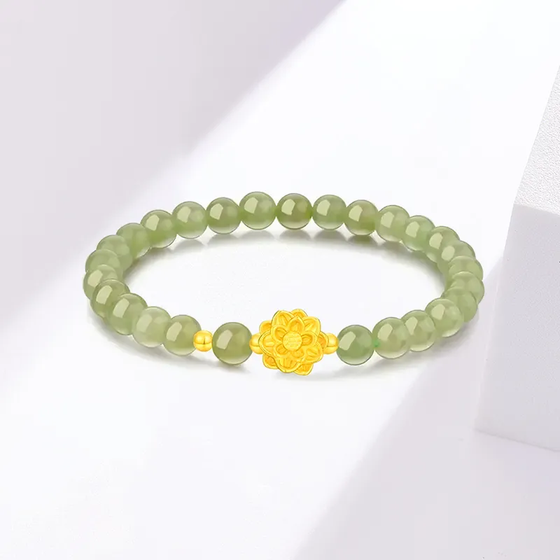 Yuanyanghuangjin Hetian Jade Bracelets Pale Greenish White Jade Unisex-1