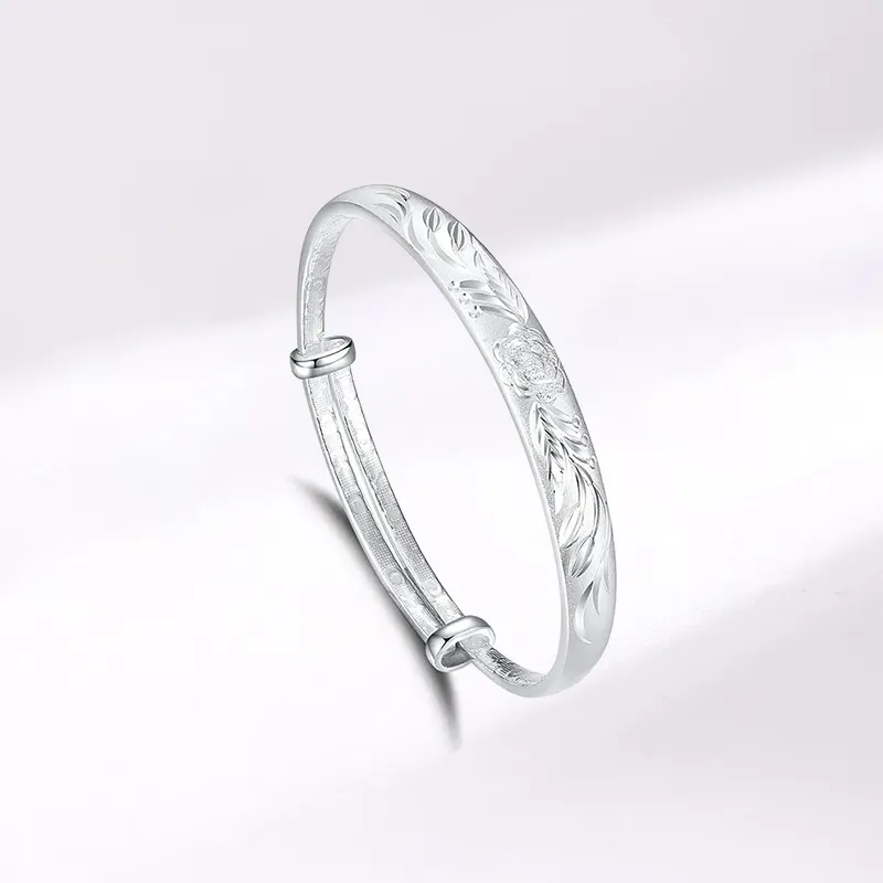Yuanyanghuangjin 999 Fine Silver Bangles Women's-2