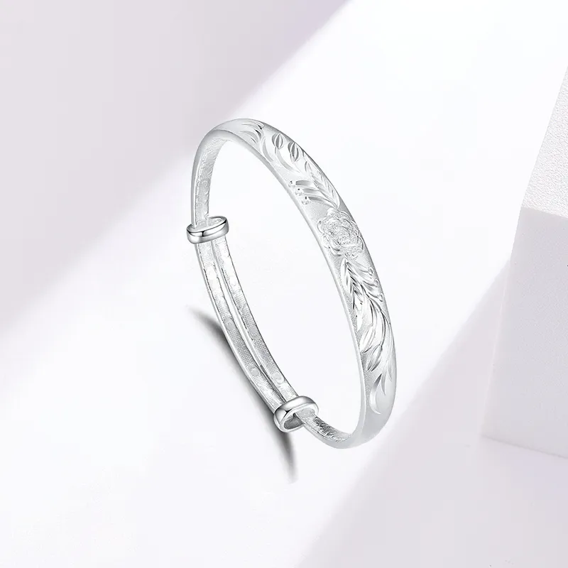Yuanyanghuangjin 999 Fine Silver Bangles Women's-3
