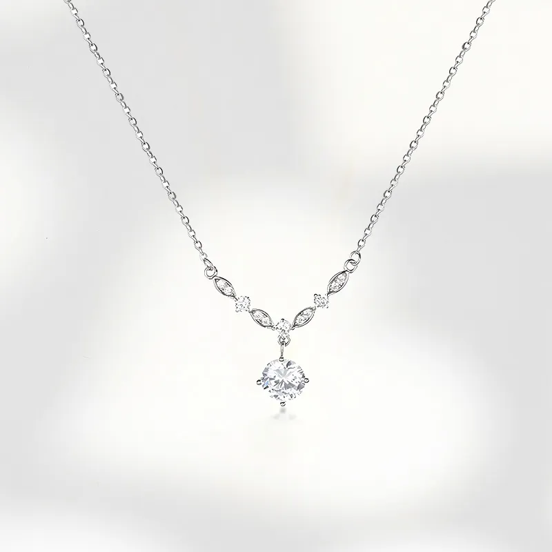 Silver Trim S925 Silver Necklaces Women's-3