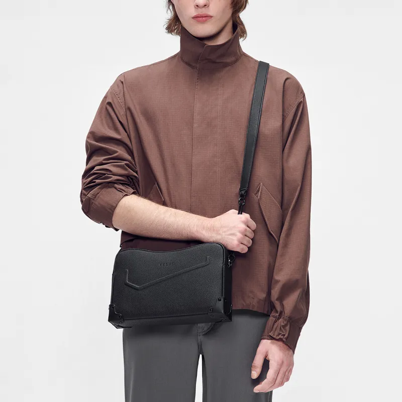 PEDRO Cow Leather Crossbody Bag Regular Men's Black/Gray-4
