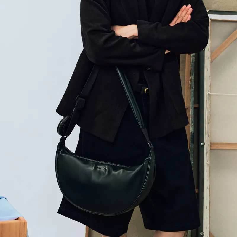 PEDRO PU With Microfiber Crossbody Bag, Shoulder Bag Regular Unisex Black/Sand-4