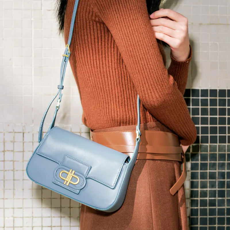 PEDRO Icon Series Calfskin Shoulder Bag Shoulder Bag Women's Black/Light Gray/Blue-18