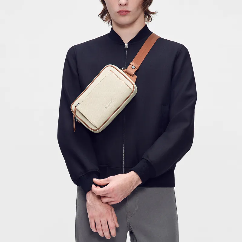 PEDRO Microfiber Shoulder Bag Men's Black/Beige-10