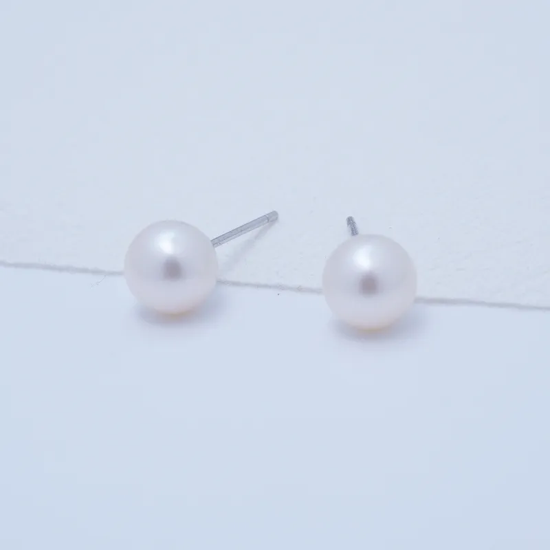 FURA FIRA Freshwater Pearl 7 8mm Round Stud Earrings Women's-4