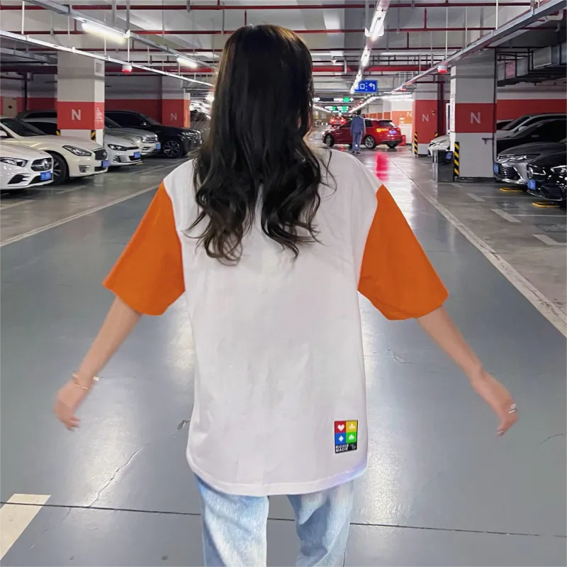 Richie Macie T Shirts Women's Orange & White-2