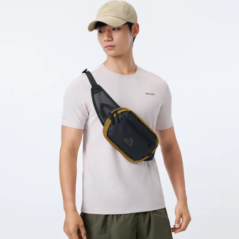 PELLIOT Polyamide Sling Bag Regular Unisex Obsidian Black/Obsidian Black & Rock Gold-6
