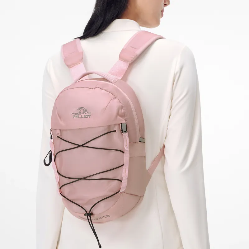PELLIOT Oxford Backpack Regular Unisex Obsidian Black/Coconut Milk White/Cherry Blossom Pink-12