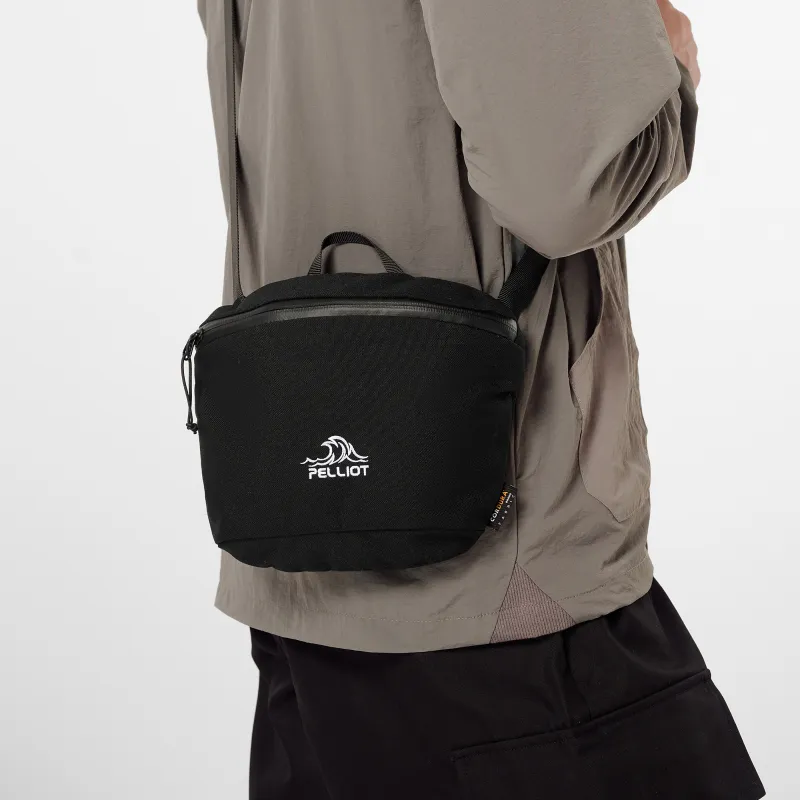 PELLIOT Scratch Resistant Abrasion Resistant Sports Bag, Crossbody Bag Unisex Obsidian Black/Ecru/Golden Palm-2