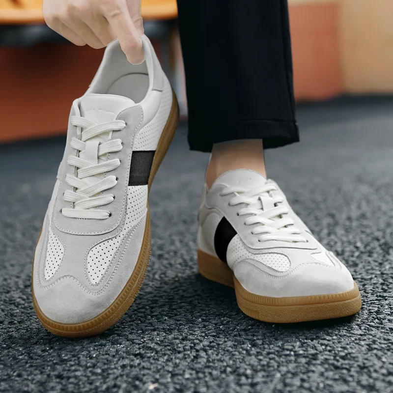 HLA German Army Trainers Vintage Classic Patchwork Breathable Perforated Casual Shoes Skateboard Shoes Men's-6