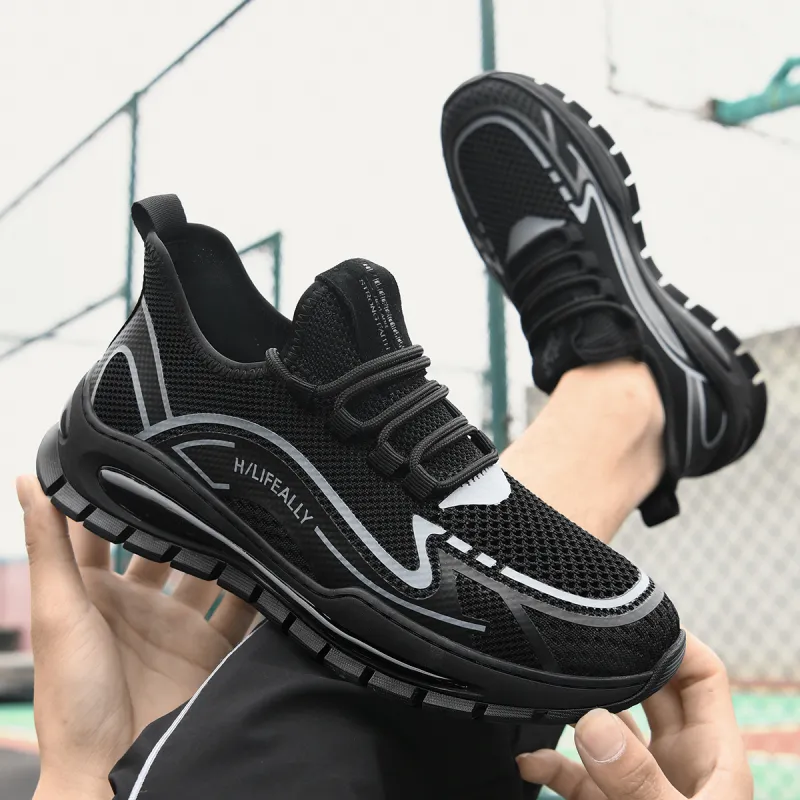 HLA Men's Shoes New Arrival Trendy Casual Shoes Breathable Mesh Flyknit Platform Wear-Resistant Athletic Shoes-6