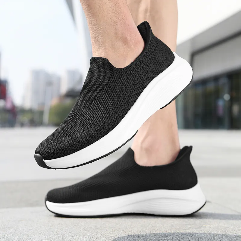HLA Men's Shoes Fashion Breathable Slip-on Casual Shoes Height Increasing Comfortable Wear-Resistant Flyknit Shoes-6