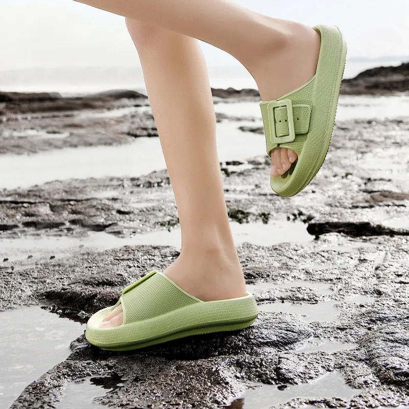 HLA Slide Slippers Women's Green/Sand/Pink-6