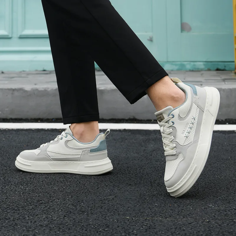 HLA Casual Versatile Lightweight Skateboard Shoes Perforated Breathable Comfortable Sports White Sneakers Men's-5