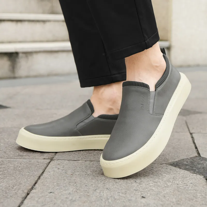 HLA Leather Vintage Fashion Casual Slip-on Skateboard Shoes Men's-5