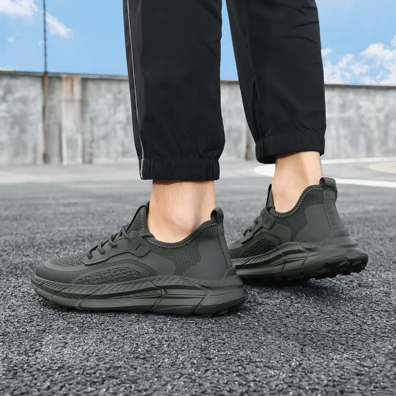 HLA Fashion Breathable Mesh Flyknit Casual Shoes Wear-Resistant Height Increasing Athletic Shoes Men's-12