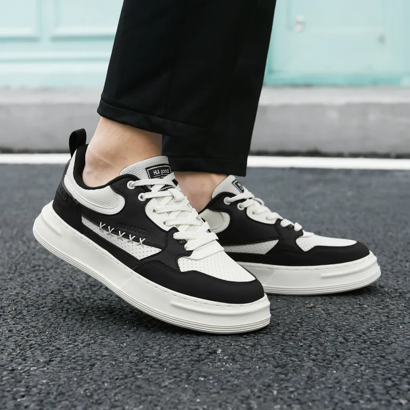 HLA Casual Versatile Lightweight Skateboard Shoes Perforated Breathable Comfortable Sports White Sneakers Men's-12