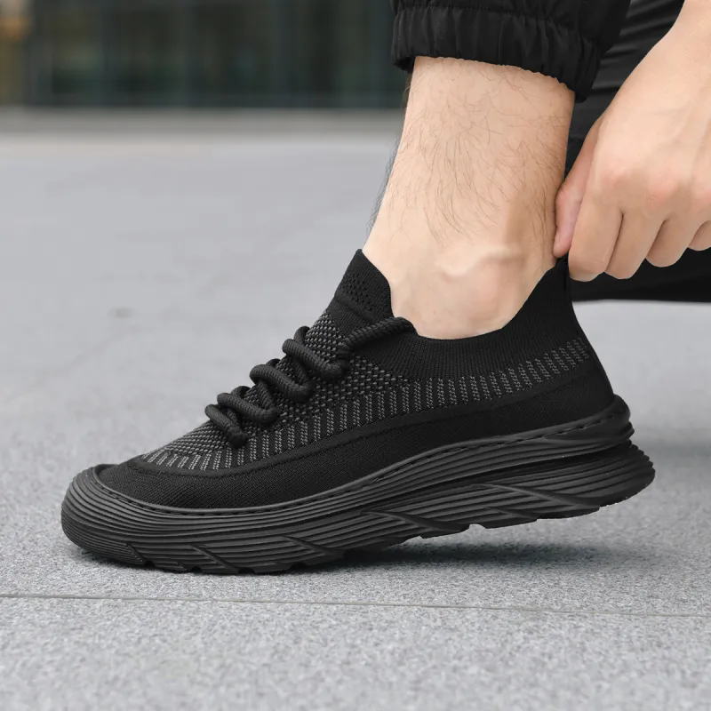 HLA Fashion Breathable Mesh Flyknit Comfortable Versatile Height Increasing Casual Shoes Men's-5