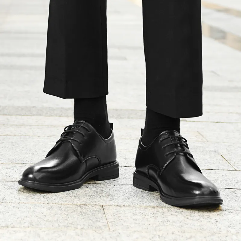 HLA Commute Lace Up Height Increasing Business Formal Leather Shoes Men's Black-6