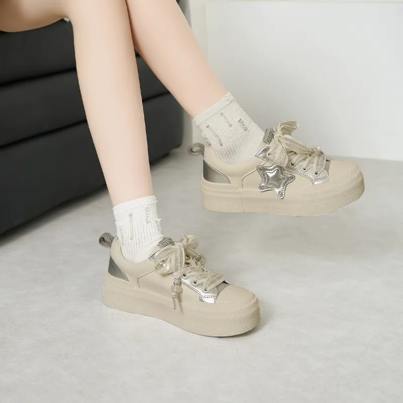 HLA Platform Versatile Stars White Sneakers Skateboard Shoes Athletic Shoes Women's-14