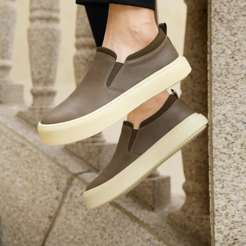 HLA Leather Vintage Fashion Casual Slip-on Skateboard Shoes Men's-13