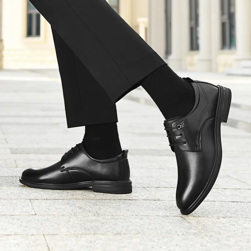 HLA Commute Lace Up Height Increasing Business Formal Leather Shoes Men's Black-5