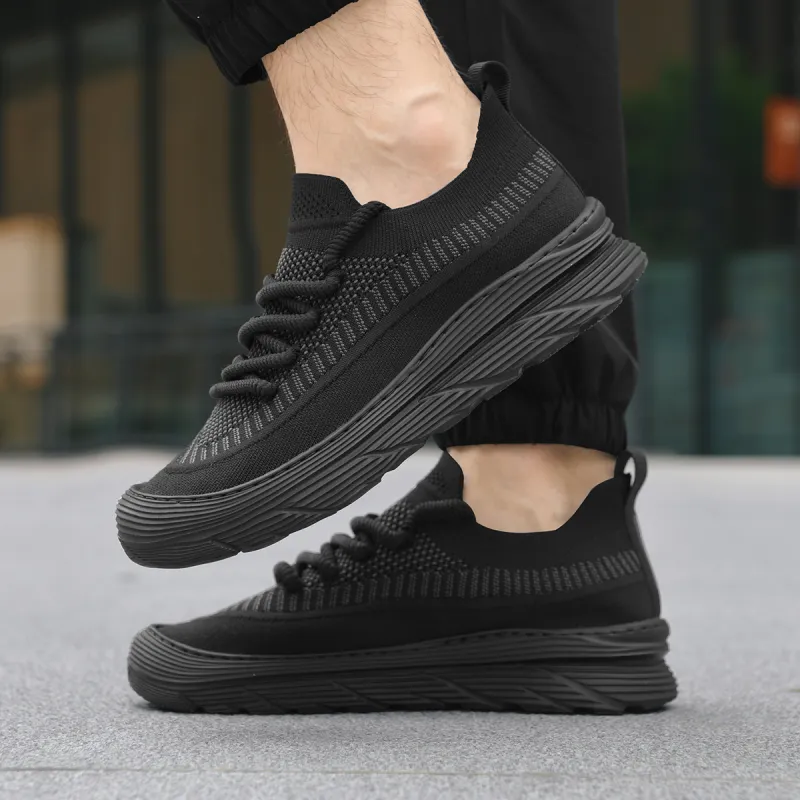 HLA Fashion Breathable Mesh Flyknit Comfortable Versatile Height Increasing Casual Shoes Men's-6